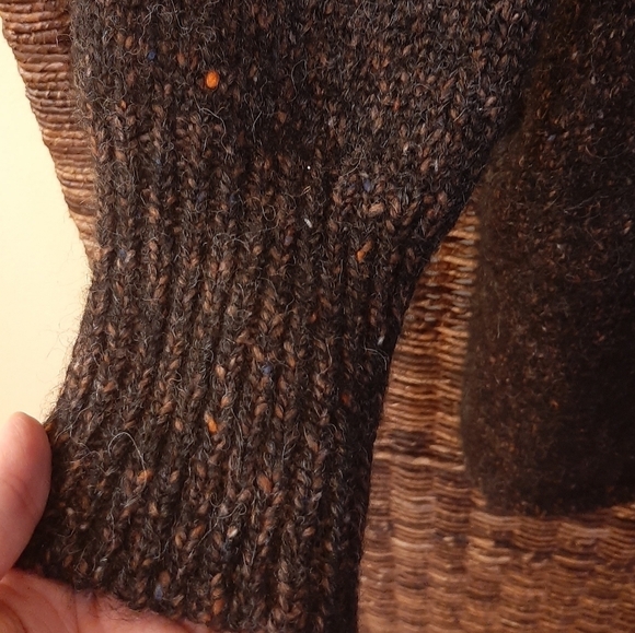 Joie Sweater Large Brown Maurise Alpaca Wool Cardigan Zip Front Tweed Longline - Picture 4 of 7